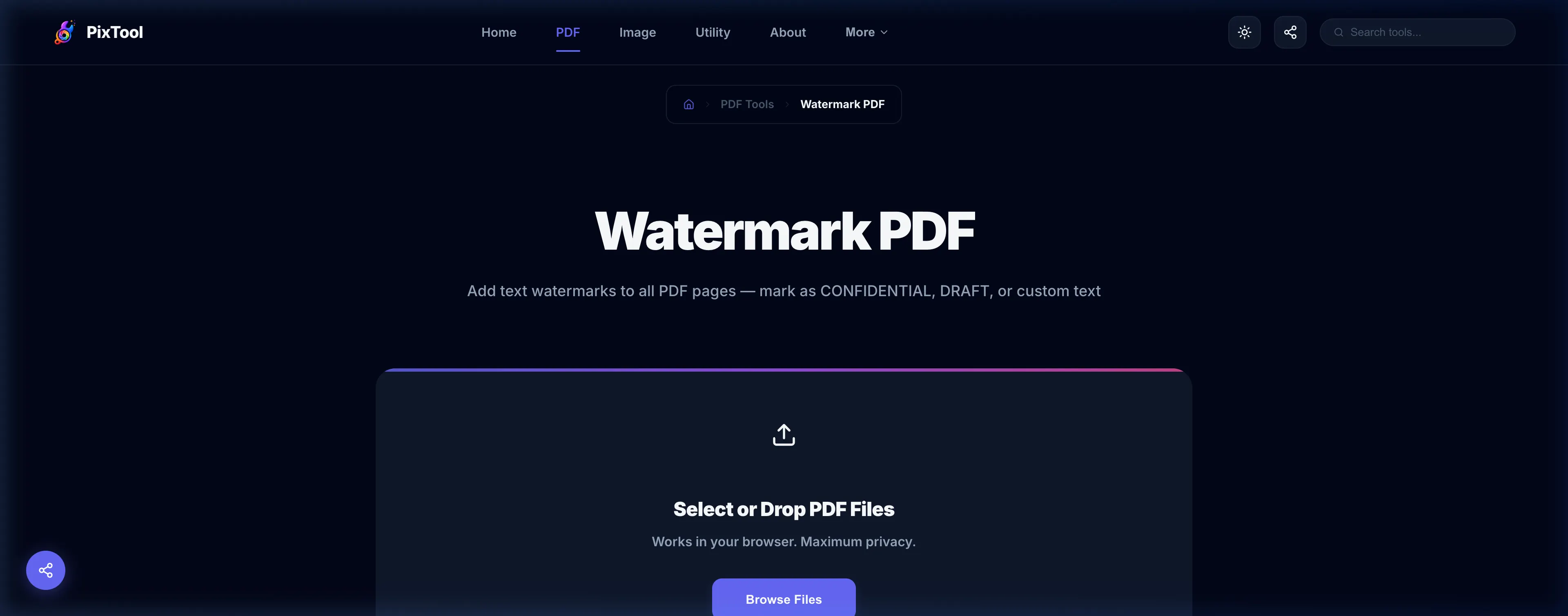 User interface preview of Watermark PDF