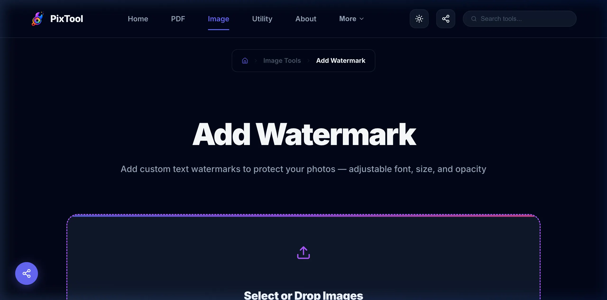 User interface preview of Watermark Tool