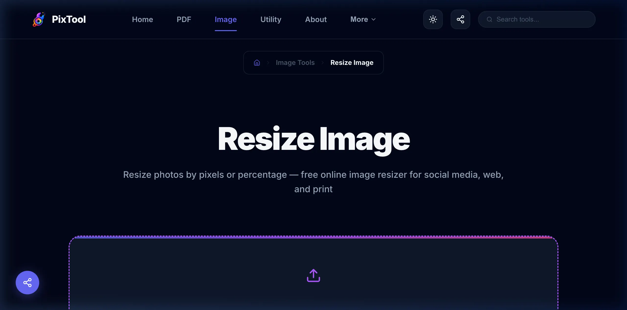 User interface preview of Image Resizer