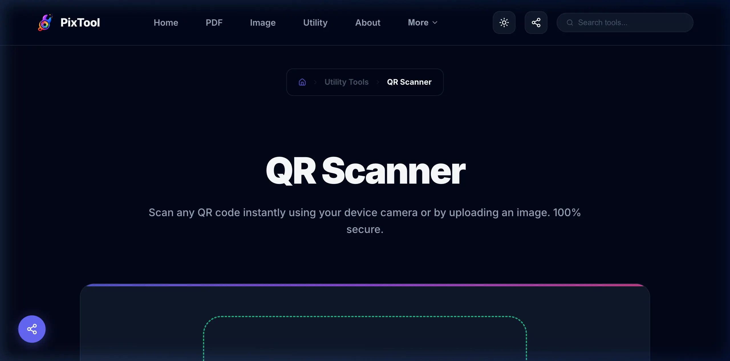 User interface preview of QR Scanner
