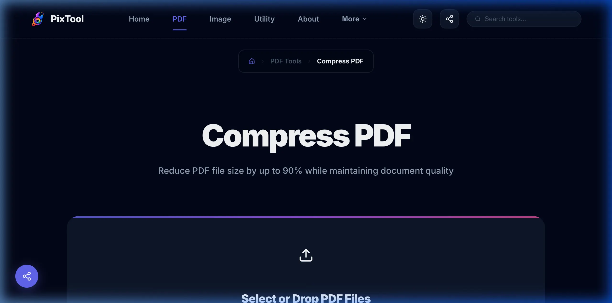 User interface preview of Compress PDF