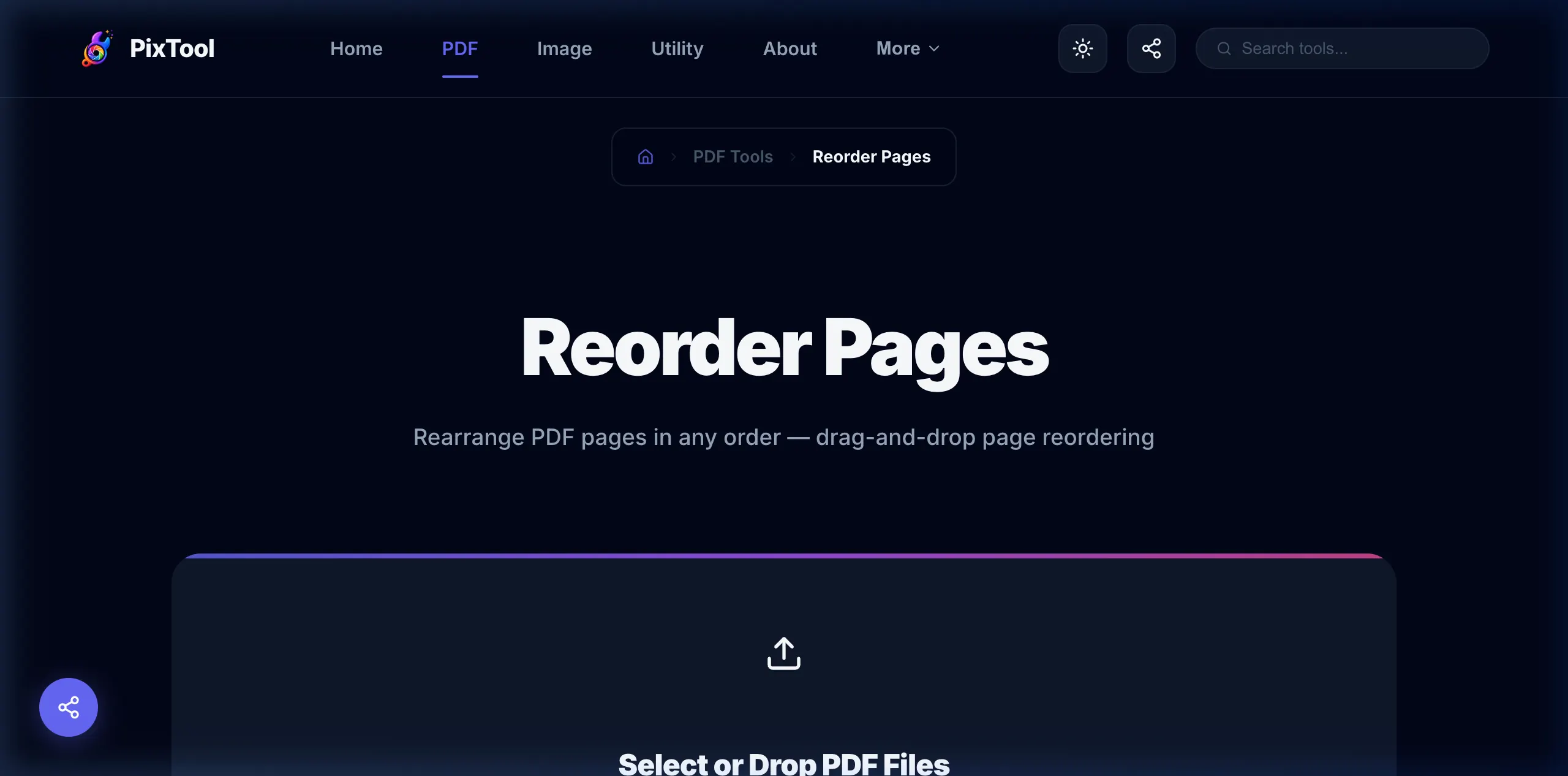 User interface preview of Reorder PDF